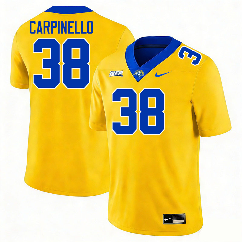 New Haven Chargers #38 Nick Carpinello College Football Jerseys,Uniforms Stitched-Gold